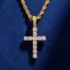 S925 Sterling Silver Moissanite Cross Pendant in 18K Gold Plated
