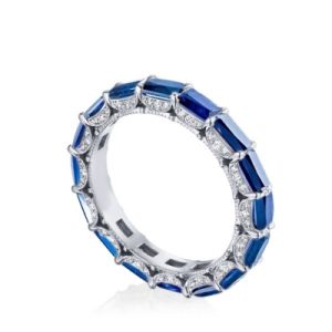 Sapphire Emerald Cut Eternity Band