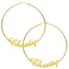 Personalized Name Hoop Earrings in Gold