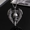 Vintage Skull Sword Wings Titanium Steel Pendant