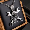 Skull Wrench Titanium Steel Pendant