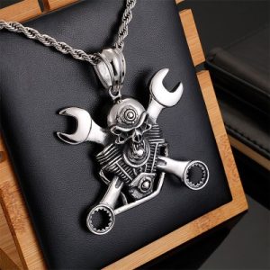 Skull Wrench Titanium Steel Pendant