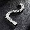 18mm Iced Spiked Cuban Bracelet in White Gold