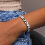 Women's Iced 8mm Cuban Link Bracelet in White Gold