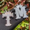 Baguette Cut Thorns A-Z Initial Letters Pendant with Crown