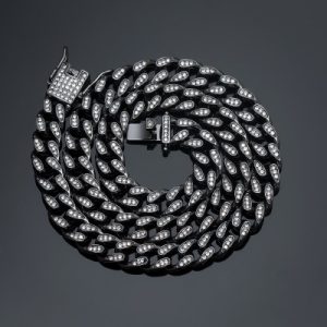 Iced 10mm Teardrop Miami Cuban Chain in Black Gold