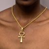 Women's Heart Shape Ankh Cross Pendant in Gold