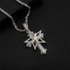 Iced Rotatable Five-pointed Star Cross Pendant