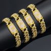 12mm 8" Initial Letter Iced Prong Cuban Bracelet in Gold