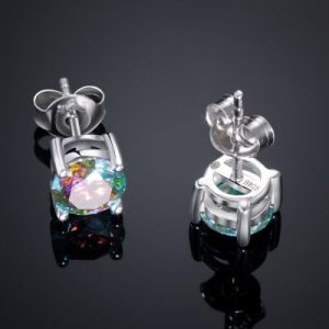 1Ct Moissanite Round Light Colorful Stud Earrings in S925 Silver