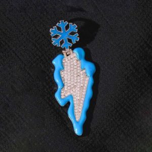 Glowing in the Dark Frozen Snowflake Lightning Bolt Pendant