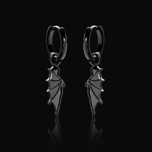 Devil Wing Dangle Earrings in Black Gold