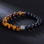 Yellow Tiger Eye Obsidian Beaded Stretch Bracelet