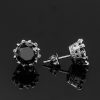 Crown Black Round Cut Stone Stud Earrings