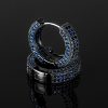 Iced Sapphire & Black Stones Hoop Earring In Black Gold