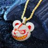 Micro Paved Evil Bear Head 3D Cartoon Pendant