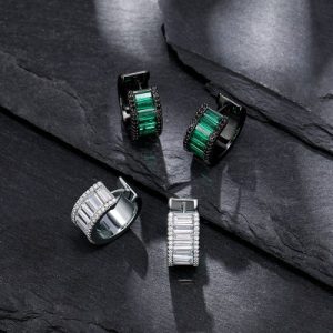 Iced Emerald Hoop Earrings