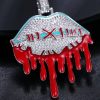 Halloween Scary Seam Bleeding Shut Mouth Pendant