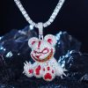 Micro Pave Evil Bear 3D Cartoon Enamel Pendant