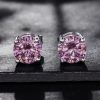 L-Rhodolite Round Cut Stud Earrings