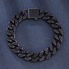 14mm Curb Bracelet with Hook Buckle Clasp in Black Gold