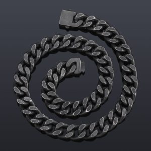 14mm Curb Chain with Hook Buckle Clasp in Black Gold