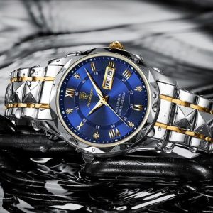 Waterproof Luminous Stainless Steel Two-tone Quartz Men's Watch