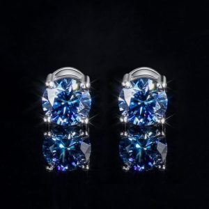 1Ct Sapphire Moissanite Round Stud Earrings in S925 Silver