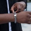 14mm Diamond Cut Two-tone Cuban Bracelet-in Rainbow/Gold/Black Gold