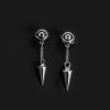 Eye of Ra Cron Drop Stud Earrings in White Gold