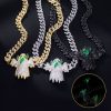 Iced Glow in the Dark Ghost Pendant Cuban Chain