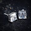 Radiant Cut Stud Earring in White Gold