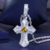 Iced Purple/Fancy Baguette Christian Cross Pendant