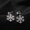 Iced Snowflake Drop Stud Earrings