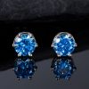 Ocean Blue Round Cut Magnetic Stud Earring