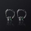 Black Punk Ball & Emerald Scattered Circle Hoop Earring