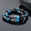 Natural Apatite & Alabaster Beaded Stretch Wrap Bracelet
