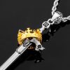 Iced Two Tone Crown Sword Pendant
