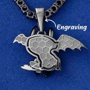 Little Dragon Pendant in Black Gold