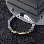 Square Black Gallstone Beaded Adjustable Bracelet