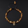 Tiger’s Eye Lava Stone Spike Beaded Adjustable Bracelet