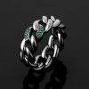 8mm Emerald Stones Cuban Band Ring in Black Gold