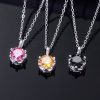 Moissanite Crown Black/Champagne/Dark Pink Brilliant Round Cut Necklace in S925 Silver