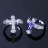 Iced Purple/White Baguette Cut Cross Ring