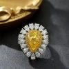 Luxury Fancy Yellow/Pink Pear Cut Halo Ring in Sterling Silver