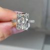 Elegant Radiant Cut 925 Sterling Silver Engagement Ring