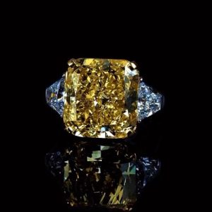 Fancy Yellow Cushion Cut 925 Sterling Silver Engagement Ring