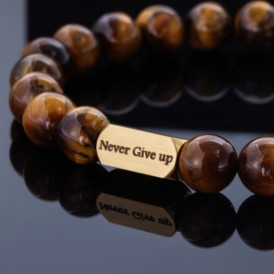 Personalized Engravable Yellow Tiger Eyes Adjustable Bracelet