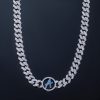 A to Z Initials Letters Iced Cuban Chain in White Gold