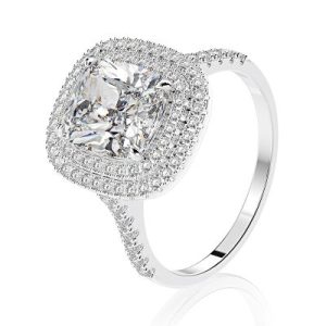 Cushion Cut Halo Engagement Ring Set